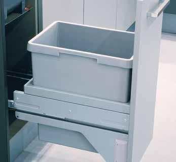 powder-coated, Pails: light grey > > Features: Designed to be withdrawn from the  runners Capacity (Litre) Cat. No. Euro-Cargo ST30 waste bin 30 (1 x 30) 502.73.
