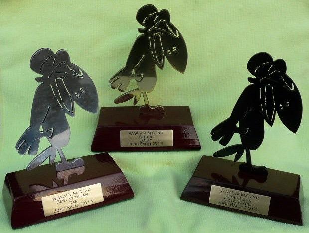 Rally Trophies The 2014 June Rally seen the introduction of the crow trophies. Prior to this, the shape & size of the trophies vary greatly from year to year.