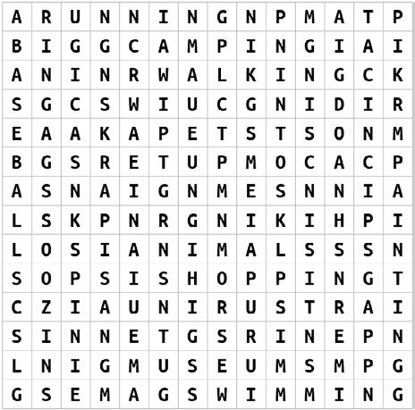 Word search Outdoor Activities PAINTING