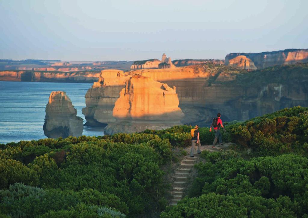 Accessed via Melbourne, Victoria Duration is 4 days/3 nights Distance 55km (34 miles) Walk is graded as moderate Trail is open grassland cliffs and beaches,