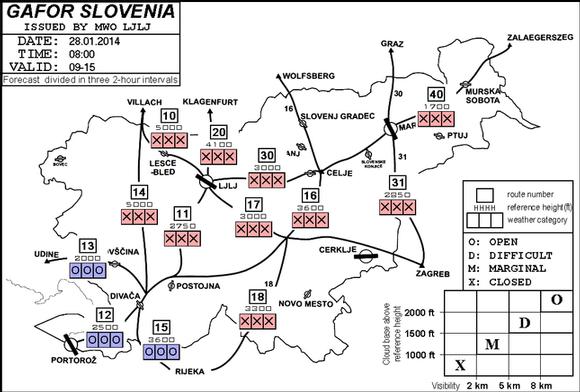 OCENA OGROŽENOSTI OB NESREČI ZRAKOPLOVA V VŠR 4/20 Slika 1: Karta zračnih poti v Republiki Sloveniji, vir: http://www.arso.gov.si 1.