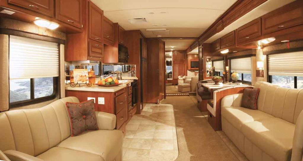 EXPEDITION 38V shown in Ebony interior décor with Plantation Cherry wood cabinetry.