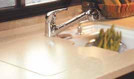The galley sink offers clean, drinkable water, thanks to the whole coach water filtration system.