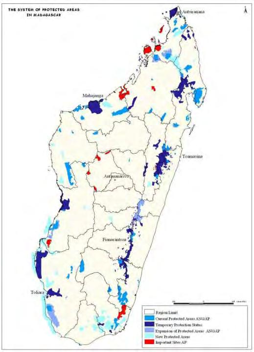 SAPM: Current situation Existing: 47 protected areas managed by Madagascar National Parks (category I, II et IV of IUCN): 1.