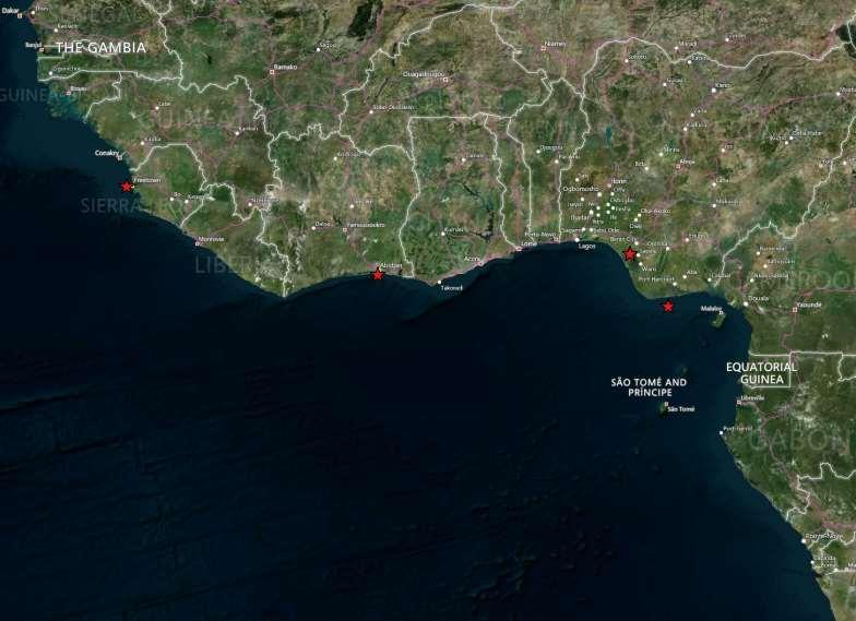 West Africa 6/05/. MOL Dedication. Container Ship. Suspicious approach. 16/05/. Passenger boat. Eight kidnapped. 17/05/. Glory. General Cargo Ship. Six crew kidnapped.