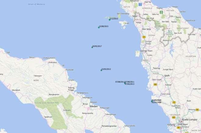 Eight similar hijackings of fishing vessels were reported in the Malacca Strait between the northern border of Malaysia and Kelang, Malaysia in the last decade.