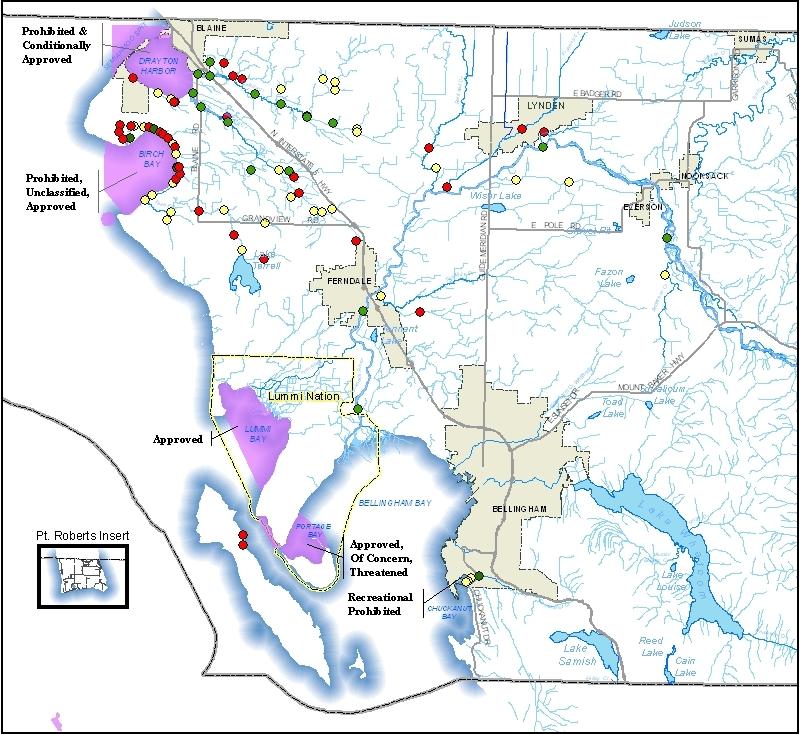 Appendix C: Whatcom County 2012 Fecal Coliform Levels and Shellfish Growing Area Status Map 2012 Water Quality Status: Fecal Coliform Green dot indicates meeting both parts of