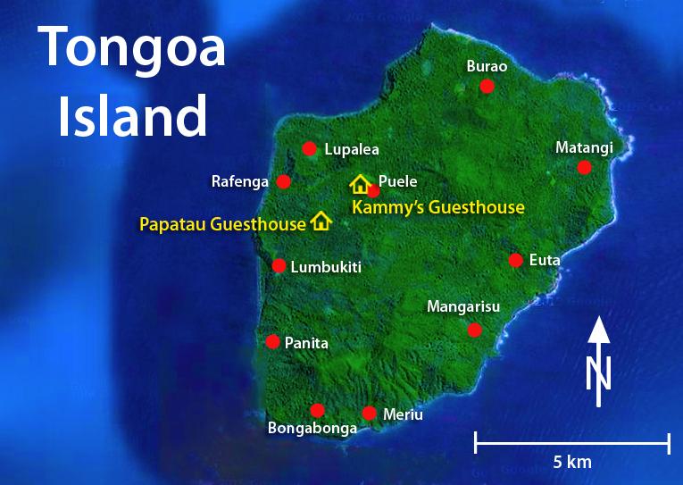 TongOa Island Accommodation Map Papatau Guesthouse.