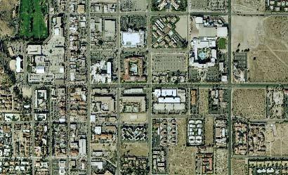 AERIAL DOWNTOWN PALM SPRINGS AMADO MUSEUM MARKETPLAZA ANDREAS PALM SPRINGS CONVENTION CENTER APPROVED TAHQUITZ THE VINEYARD