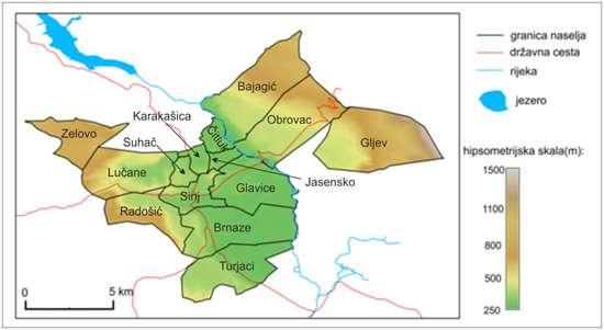 Danas, po političko teritorijalnoj nomenklaturi područje (grad Sinj) se sastoji se od četrnaest (14) prigradskih naselja; Bajagić, Brnaze, Čitluk, Glavice, Gljev, Jasensko, Karakašica, Lučane,