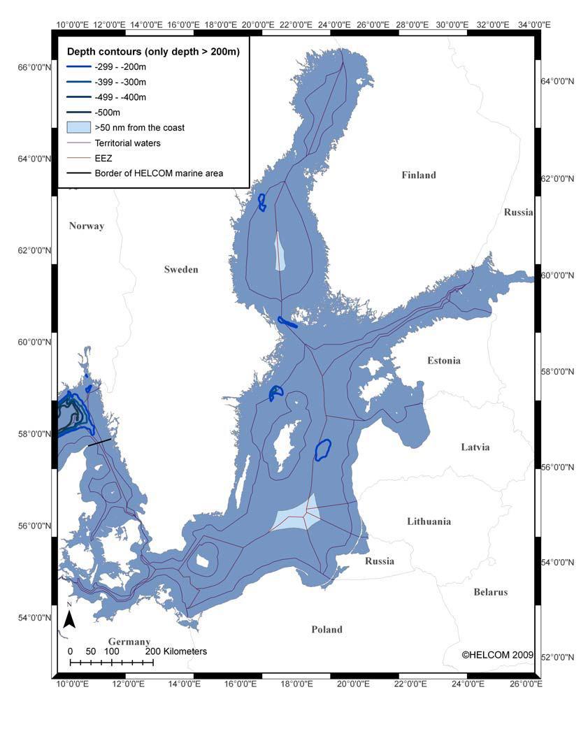 Figure 2: Map f the Baltic Sea shwing areas f mre than 50