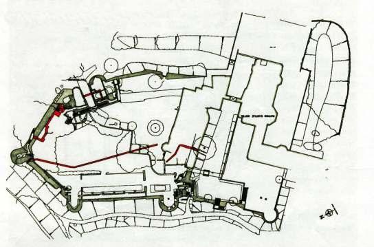 CSG Annual Conference - Wrexham - April 2015 - Ruthin Castle - Views & Plans A A1 A2 M L K B C D E F G H I H J Fig. 6. Survey plan from the Cadw archives highlighting a number of tunnels (in red).