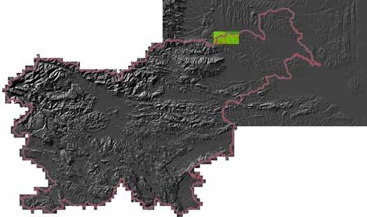 GIS modeliranje prehodnosti terena za potrebe slovenske vojske Slika 2: Sen~en relief, zdru`en iz DMV A in DMV B.
