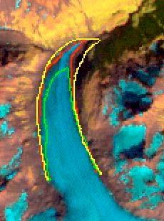 Figure 3. 12 September 1986 Landsat Thematic Mapper TM image showing the terminus of the Lowell Glacier.