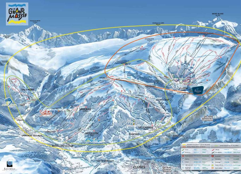LE GRAND MASSIF, the paradise of winter sports! SKI DOMAIN Altitude range: 700 m / 2500 m Ski slopes: 149 slopes / 265 km Ski lifts: 69 lifts Day Ski Pass max: 46.