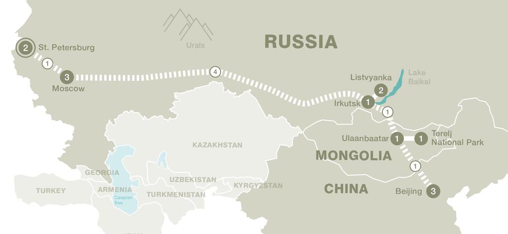 Journey Itinerary Trans Mongolian Express Days Eastbound Countries Distance Activity level 21 St.
