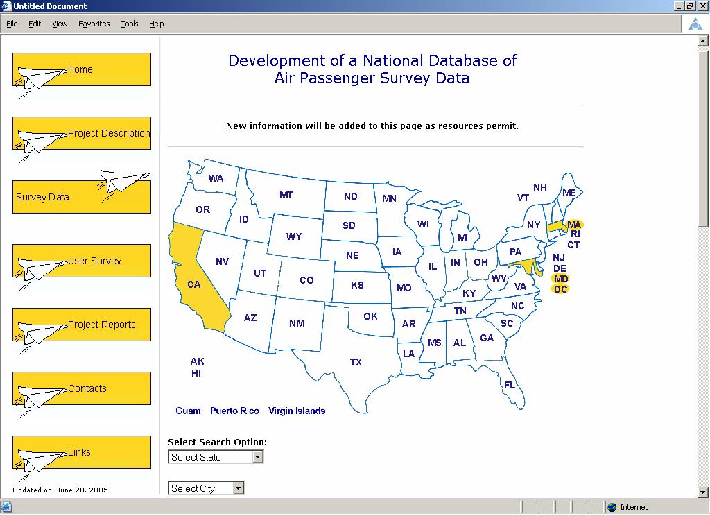- 57 - Figure 4-3 Reference Page for Air Passenger Survey Information on Web Site