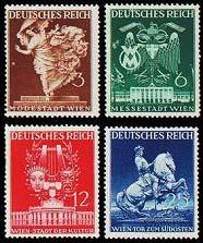 1941 - Vienna Fair 3pf brown 756 502 768 6pf green 757 503 769 12pf scarlet 758 504 770 25pf blue 759 505 771 1941 - Hitler's 52nd Birthday & Culture Fund 12pf + 38pf rose-red 760 B190 772 1941