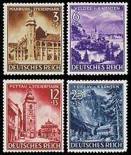 25pf + 15pf blue 795 B197 807 1941-150th Death Anniviversary of Mozart 6pf + 4pf purple 796 B200 810 1942 - Stamp Day 6pf + 24pf violet