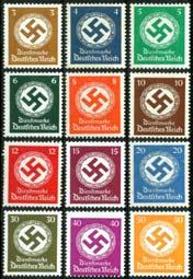 50m red-brown 525 B58d 511 Miniature sheet 210 x 148 MS525a B58 Block2 1934 - Officials (Watermark swastikas) 3pf bistre-brown O526 O80 132 4pf slate-blue O527 O81 133 5pf