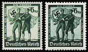 1938 - Party Officials (Watermark swastikas) 1pf black O648 S1 144 3pf bistre-brown O649 S2 145 4pf slate-blue O650 S3 146 5pf emerald-green O651 S4 147 6pf deep green O652