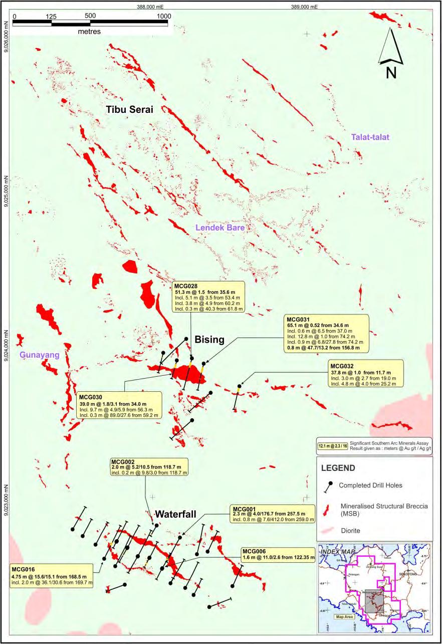 2013 Drill Program Underway Mencanggah Prospect 19km cumulative strike length of Aubearing epithermal breccias with indications of near-surface porphyry Cu-Au mineralization Rock channel samples