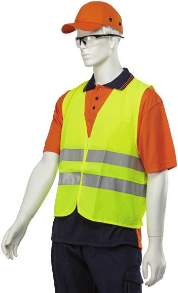 SAFETY VESTS Safety vest yellow (day / night) Highly visible fluorescent yellow 3M Scotchlite 50mm reflective tape Made from breathable, lightweight polyester Cool, comfortable, easy cut Velcro front