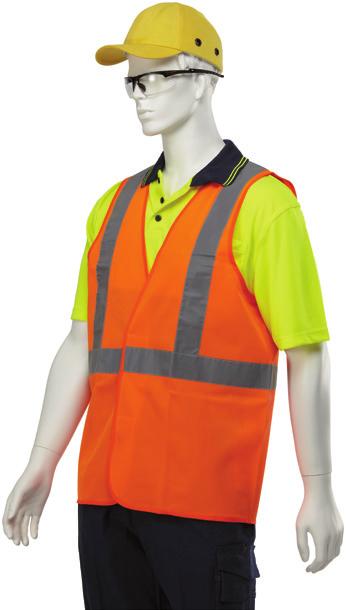 5302926 4XL 5302927 5XL 5302928 Suitable for: Day & Night Safety vest orange Highly visible fluorescent orange 3M Scotchlite 50mm reflective tape Made from breathable, lightweight polyester Cool,