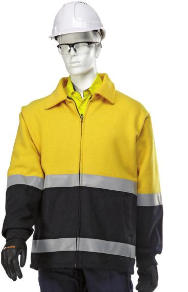 JACKETS - HIGH VISIBILITY / WET WEATHER WEAR Bluey wool jacket Excellent fire resistant heavy fabric: 90% wool 10% polyester Lining: 100% fire