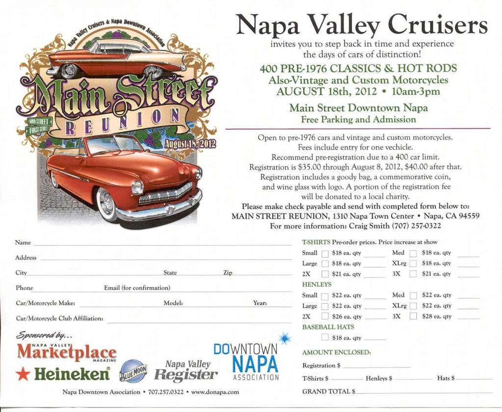 NVC Club Events Main Street Reunion Car Show August 18, 2012 Picnic September 23, 2012 Campout October 12-14, 2012 Cruise to Woodland October 27, 2012 Toy Drive / Christmas Parade November 24, 2012