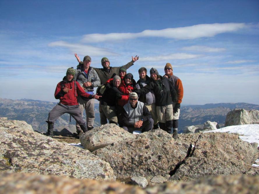 (Everybody on top of Wind River Peak, 13,192 ft.