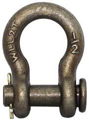 Round Pin Anchor Shackle Self-Colored Hot Galvanized Nominal Shackle Size A B C D Finish: Self-Colored, Galvanized Origin: Import Inside Length At Pin At Bow Pin Diameter Weight Lbs.