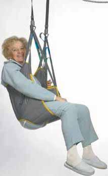 This sling can be used for seated to seated transfers and is easy to apply.