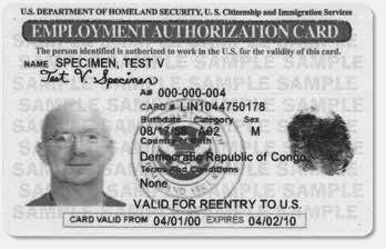 granted temporary employment authorization in the United States.