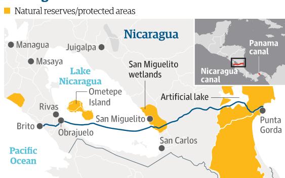 20 Nicaragua Canal Project The project had been approved by the Nicaragua Government in 2014 with a goal date completion of 2020.