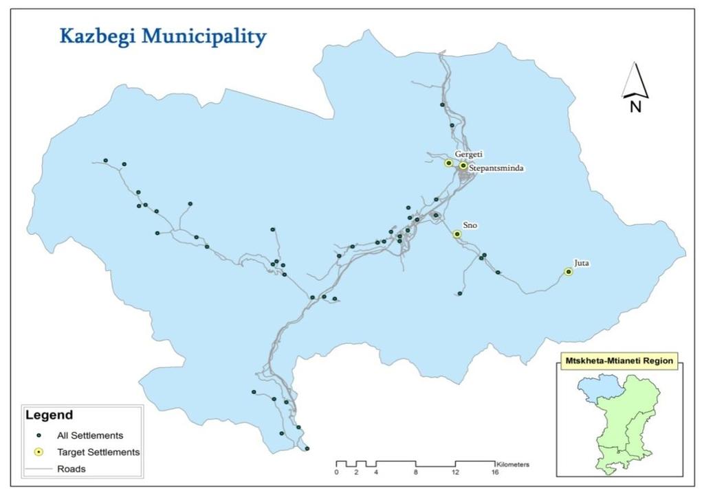 70 Map 1. Research areas in Kazbegi Municipality Source: National Agency of Public Registry; Note: Map is created for this research by the authors Village of Juta is located in Kazbegi Municipality.