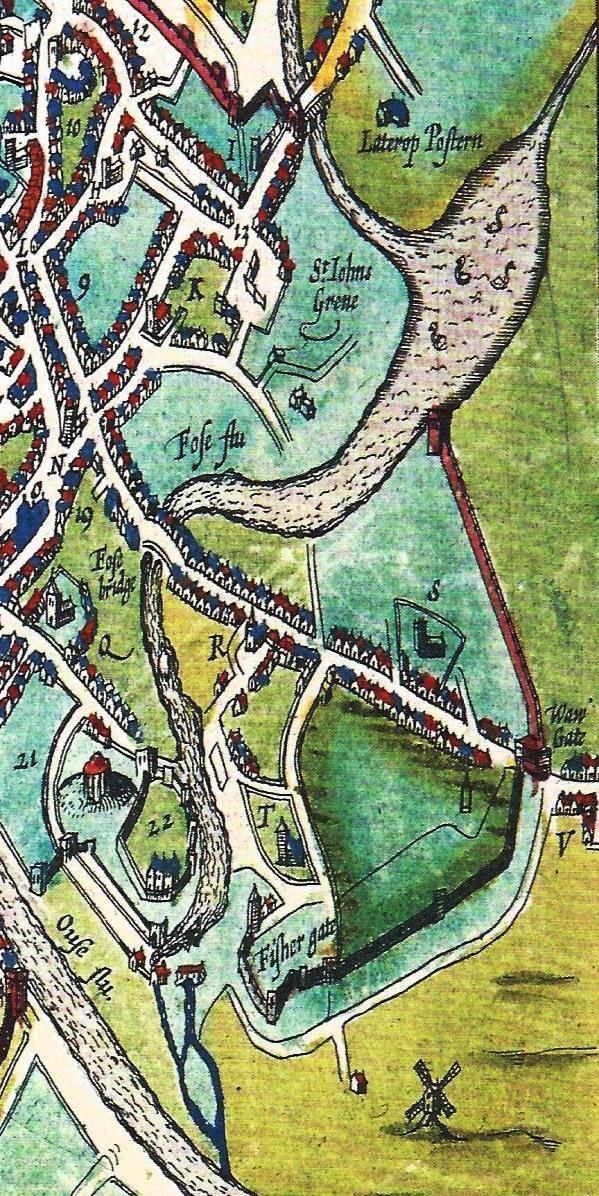 Red Tower John Speed s 1610 map (opposite) shows the medieval city walls around Walmgate ending at the Red Tower next to the Kings Fishpond.