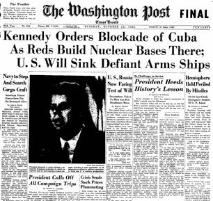 Day 7, October 22 Kennedy announced the discovery of the missiles and his decision to blockade Cuba and that any attack launched from