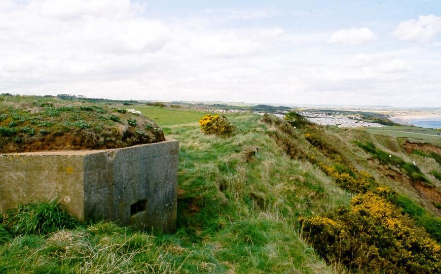 The local lozenge-shaped variant of an infantry pillbox, with four side by side embrasures in its forward face, can be found in the Speeton Hills as well as on the cliff edge [UORNs 2776, 2788, 2807,