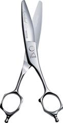 The lower blade of the scissor is designed with a complex curvature that