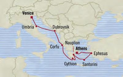 am 5 pm 17 May Corfu, Greece 10 am 7 pm 18 May Dubrovik, Croatia 8 am 6 pm 19 May Umbria (Acoa), Italy 8 am 8 pm 20 May Veice, Italy 8 am 21 May Veice, Italy Disembark 8 am CATEGORIES AND S 10 MAY