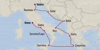 Italy 8 am 8 pm May 19 Taormia (Sicily), Italy 9 am 6 pm May 20 Veice, Italy 8 am May 20 Sorreto/Capri, Italy 8 am 11 pm May 21 Veice, Italy Disembark 8 am May 21 Gaeta, Italy 8 am 6 pm May 22 Rome