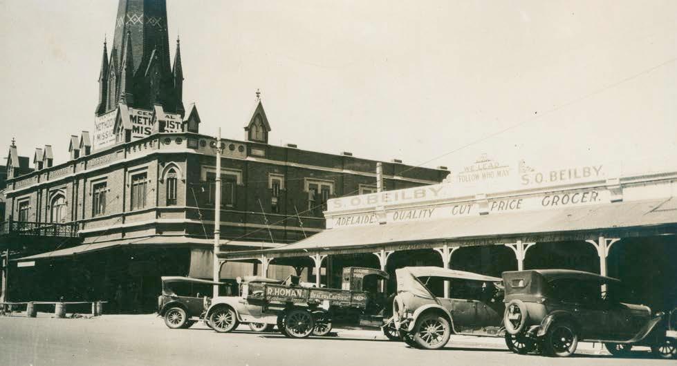 Not only were the church s two storey shops rebuilt, but so too was the church in the mid 1960s. Franklin Street, the Maughan Church and shops in 1927.