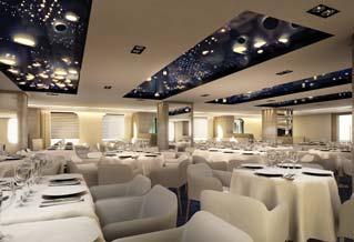 Spacious Public Areas/ World-Class Service and Facilities In keeping with the low passenger density relative to the ship s size, the public areas are spacious and inviting and can accommodate