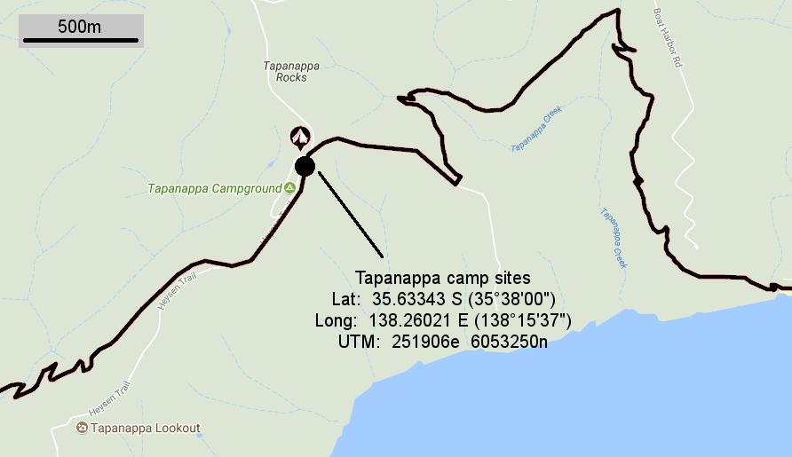 Tapanappa camp sites. A small camping area near the end of the Tapanappa lookout track. Parking available along road side.