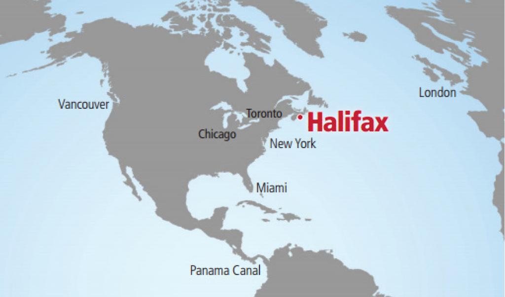 STRATEGIC LOCATION Located on North America s east coast, Halifax is a strategic location for moving goods in and out of North America, traveling to and from international destinations, or delivering