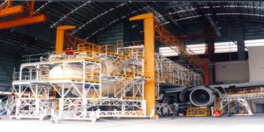 Floor-mounted suspended fuselage dock (3 levels), tail, nose, under-wing docks, and engine modules SASCO Changi Airport,
