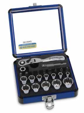 & Spline Socket Set Super-small flexible ratchet head design provides access to difficult-to-reach areas Durable socket set for a wide array of jobs Includes 1/4" socket