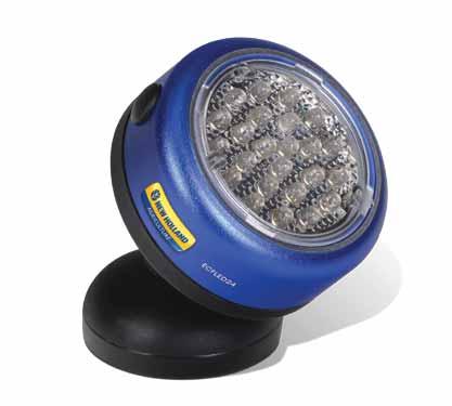 SHOP & FIELD EQUIPMENT Rotating LED Shop Light 24 LEDs Sturdy plastic housing for durability Rotating head allows directional positioning Powerful magnetic base for secure mounting Includes three AAA