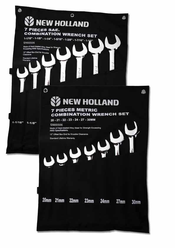 HAND TOOLS & STORAGE Large Combination Wrench Sets Highly-polished chrome for appearance and durability Long-pattern handle for extra leverage Made from high-grade chrome vanadium steel Hardened for